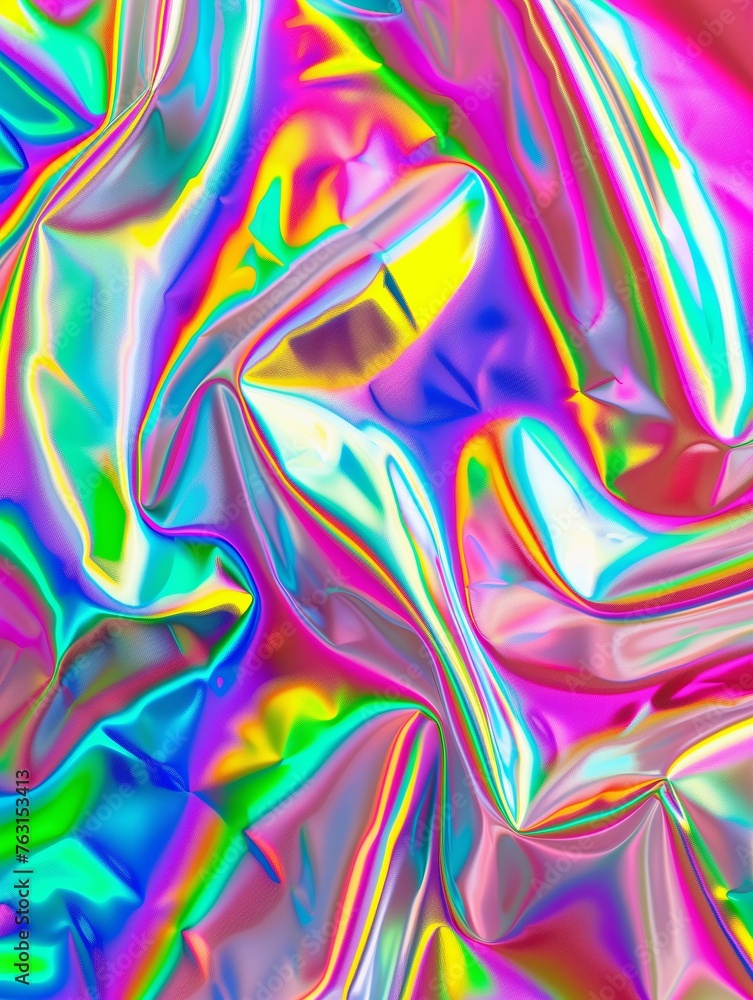 Holographic iridescent surface wrinkled foil pastel. Real Hologram ...