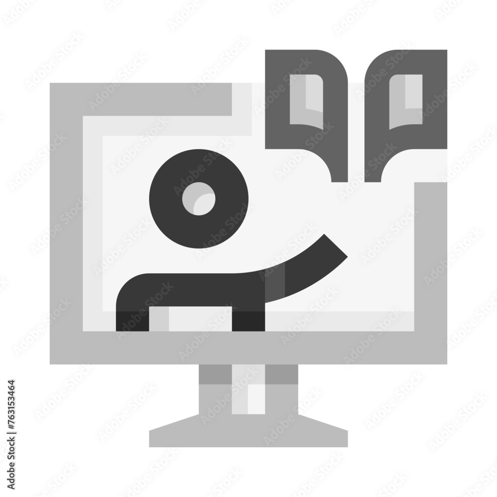 Online Education Teacher Computer Flat Icon Online Education Teacher Computer Flat Icon