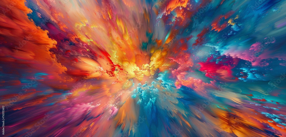 A visual explosion in vivid hues unfolds in resolution.