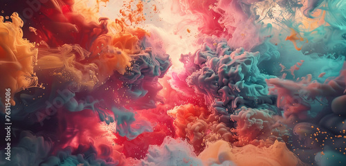 Chaos unfolds in energetic color bursts, showcasing creativity 