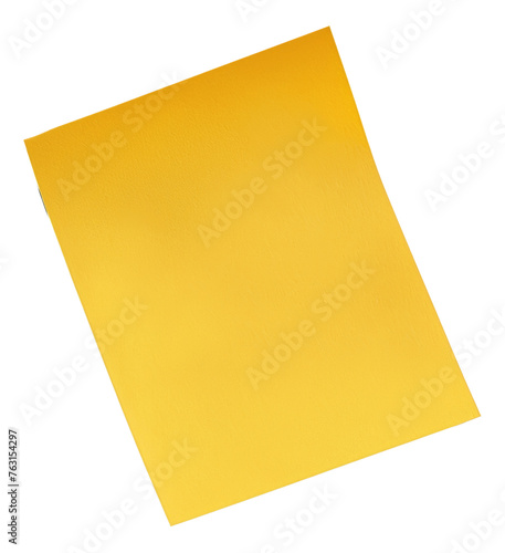 Yellow textured paper with folded corner, cut out - stock png.
