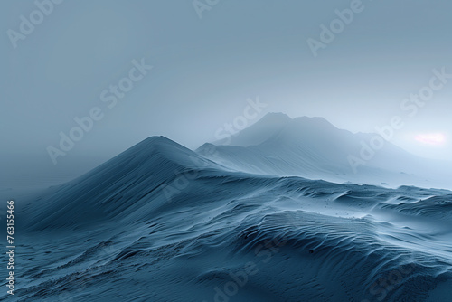 Snow covered mountains in winter. Surreal glacier. Background image. Created with Generative AI technology.