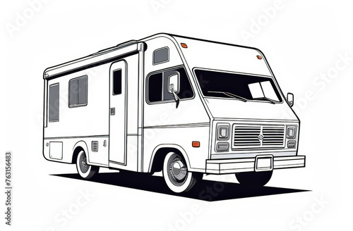 simple style icon of campervan or motorhome isolated over plain background