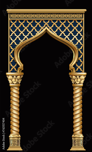 Golden luxury classic arch portal with columns