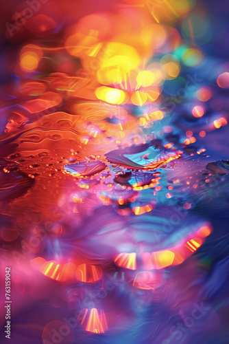 Colorful water drops abstracts background. Bokeh. Background image. Created with Generative AI technology.