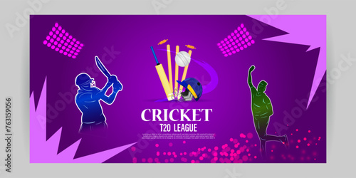 Vector illustration of T 20 Cricket League social media feed template