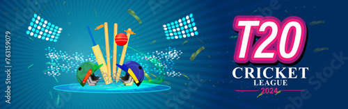 Vector illustration of T 20 Cricket League social media feed template