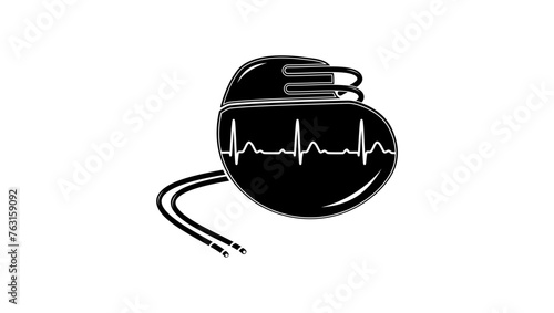 Artificial cardiac pacemaker, black isolated silhouette
