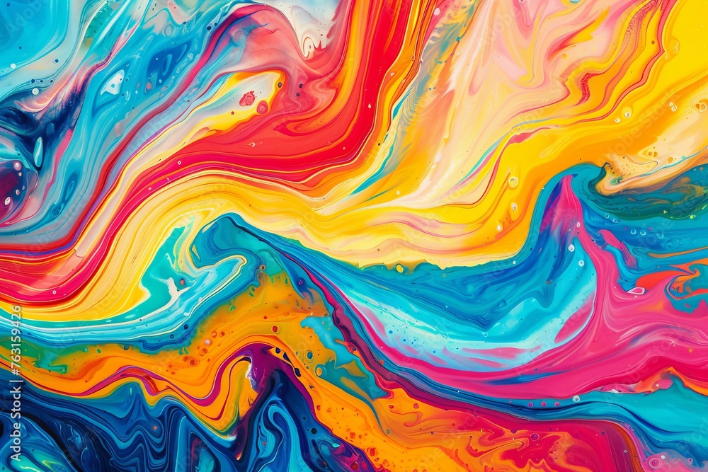 Abstract marbled acrylic paint ink painted waves painting texture colorful background banner - Bold colors, rainbow color swirls wave Generative AI Abstract marbled acrylic paint ink painted waves painting texture colorful background banner - Bold colors, rainbow color swirls wave Generative AI