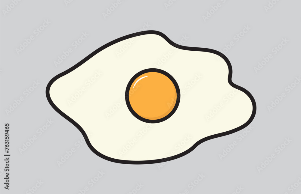 Fried scrambled egg icon. Top view closeup. Good morning. Breakfast menu. Cute cartoon food. Flat design. Gray background. Isolated. Vector illustration in eps 10. Fried scrambled egg icon. Top view closeup. Good morning. Breakfast menu. Cute cartoon food. Flat design. Gray background. Isolated. Vector illustration in eps 10.