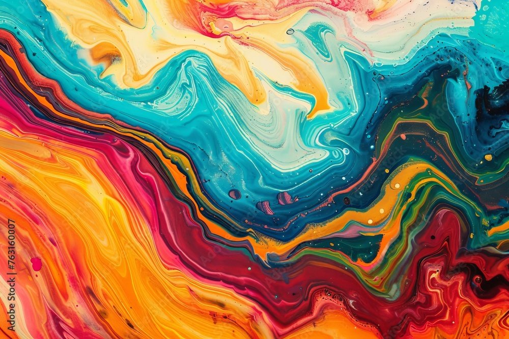 Abstract marbled acrylic paint ink painted waves painting texture colorful background banner - Bold colors, rainbow color swirls wave Generative AI Abstract marbled acrylic paint ink painted waves painting texture colorful background banner - Bold colors, rainbow color swirls wave Generative AI