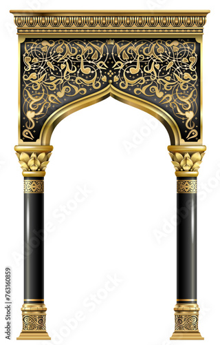 Golden luxury classic arch portal with columns