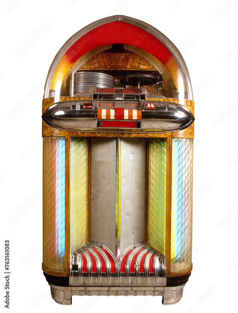 Old jukebox music player isolated on white background