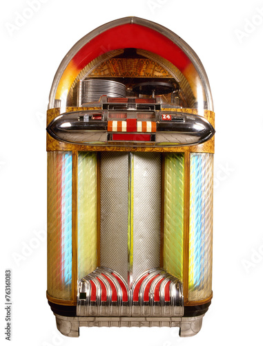 Obraz na płótnie Old jukebox music player isolated on white background w salonie