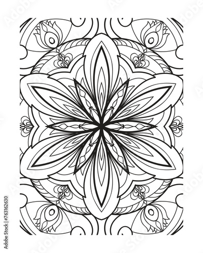 Vector outline mandala decorative and ornamental design for coloring page photo