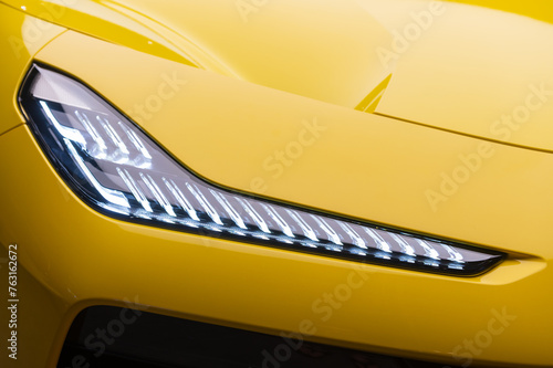 Macro view of modern car LED headlight