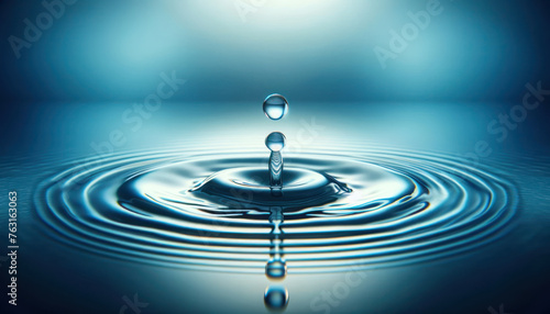 tranquil moment of a water droplet creating ripples on a smooth water surface