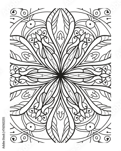 Vector outline mandala decorative and ornamental design for coloring page photo