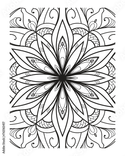 Vector outline mandala decorative and ornamental design for coloring page photo