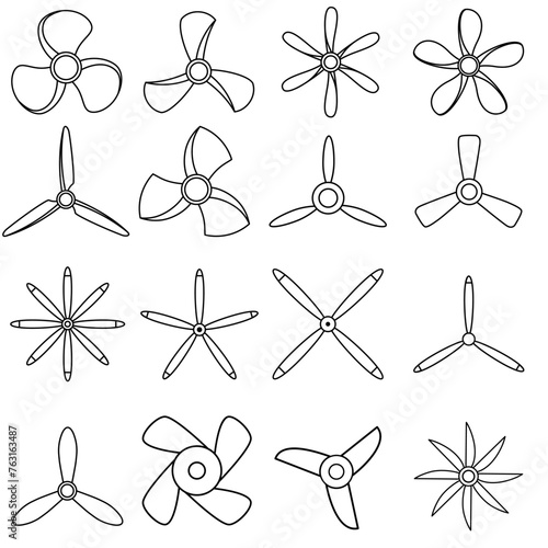 Adobe Illustrator ArtPropeller icon vector set. Screw illustration sign collection. Blade symbol or logo.work