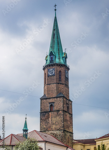 Tower of Church of St John the Baptist in Frydek-Mistek, Czech Republic photo