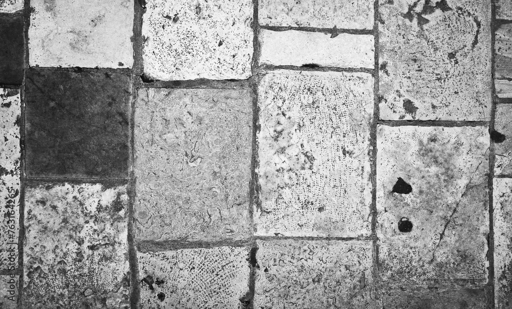 Obraz premium Vintage Stone Tiles In Monochrome. Vintage Background