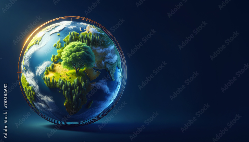 World Earth Day Concept with 3D Earth Green Globe, tree inside, Copy Space World Earth Day Concept with 3D Earth Green Globe, tree inside, Copy Space