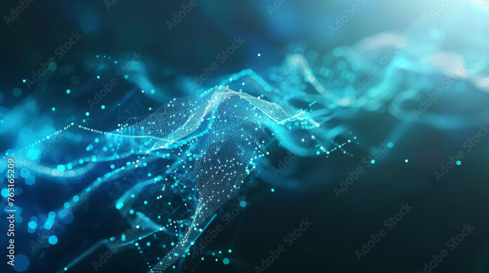 Naklejka premium Digital analytics data visualization. Big data. Network connection. Wave, pulse. Artificial intelligence technology. Digital tech. 