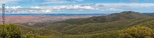 landscape of the fields and mountains in Zaragoza in Spain by day