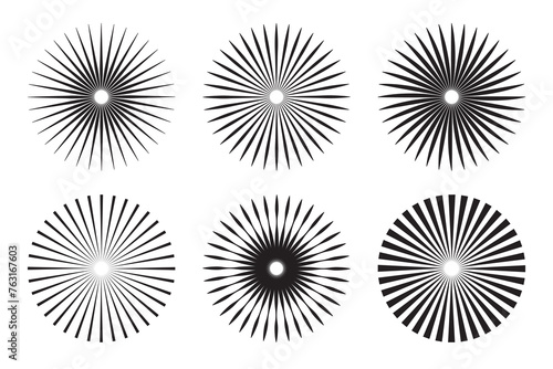 Sunburst element, Rays, beam set. Retro sunburst design. Radial stripes background. Sunburst icon collection. Abstract sunburst Vector illustration. Abstract line circle vector background.
 photo