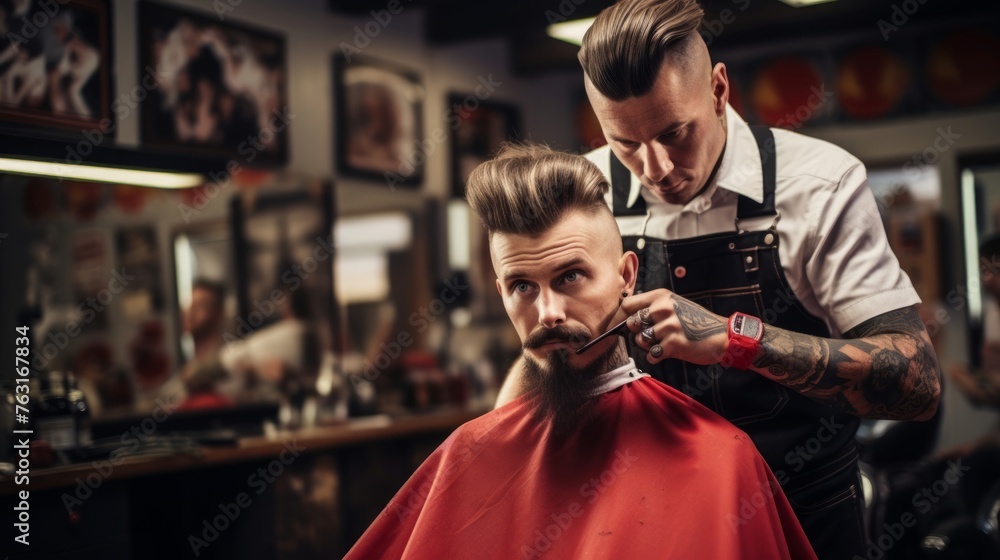 Retro barbershop pompadour crafting 1950s rock 'n' roll vintage posters Retro barbershop pompadour crafting 1950s rock 'n' roll vintage posters