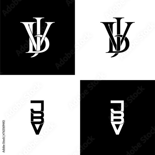 jbv lettering initial monogram logo design set photo