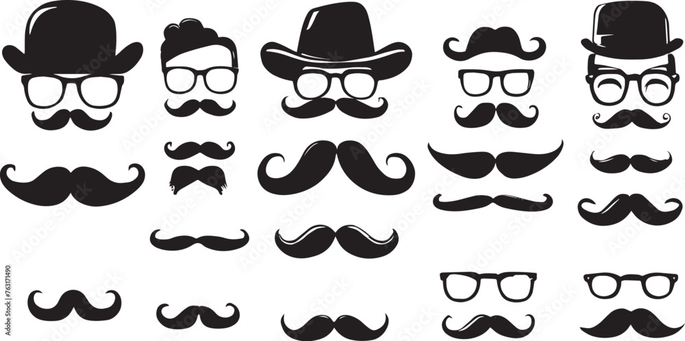 Vector Collection of Hipster Mustache Icons Vector Collection of Hipster Mustache Icons