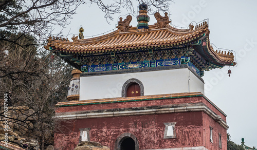 One of towers of Four Great Regions complex, Longevity Hill in Summer Palace in Beijing, China photo