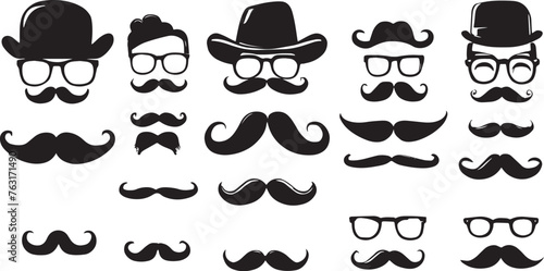 Vector Collection of Hipster Mustache Icons