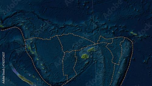 Near Balmoral Reef plate. Boundaries. Satellite map