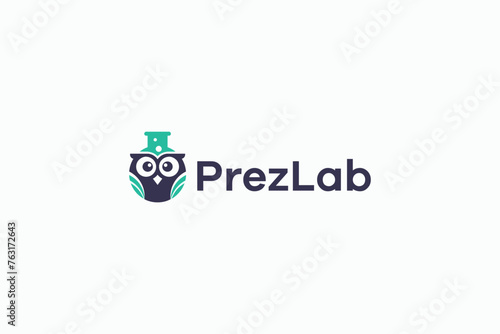 modern owl with lab logo design template
