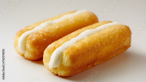 sponge cake filled with white cream close up
