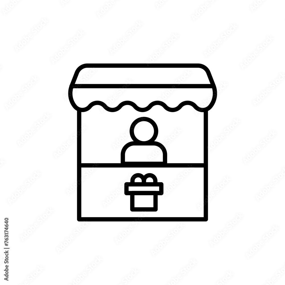 Gift store outline icons, minimalist vector illustration ,simple transparent graphic element .Isolated on white background