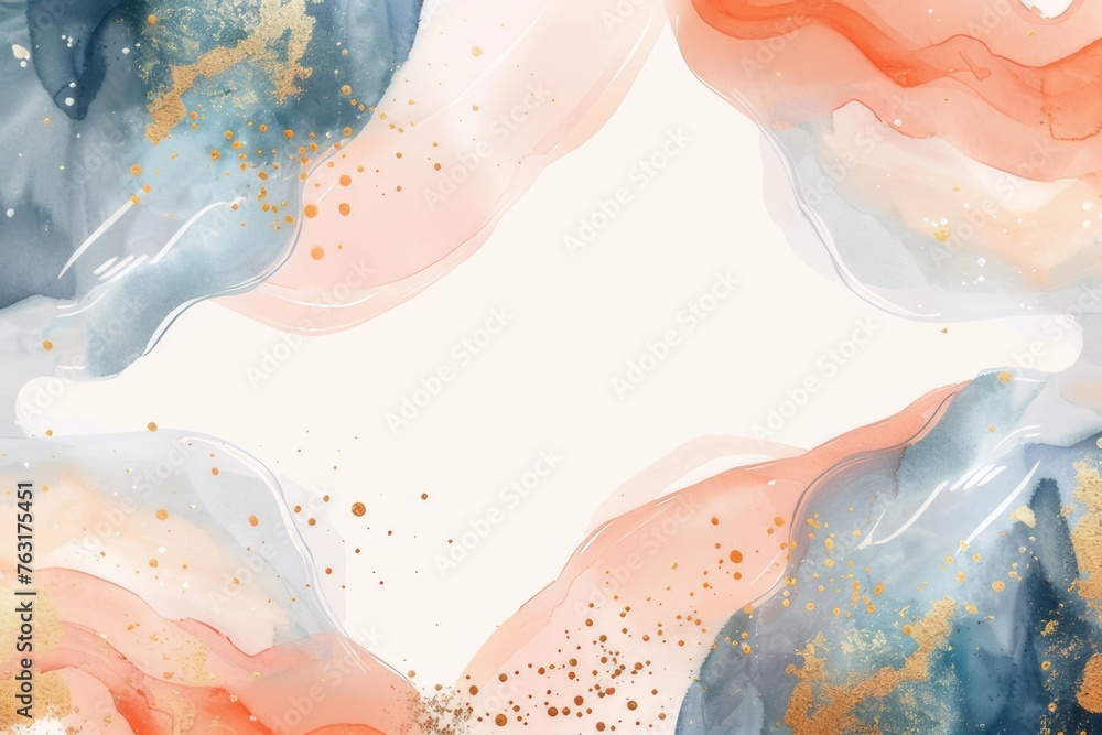 Fototapeta premium Abstract illustration in beige tones with gold elements.
