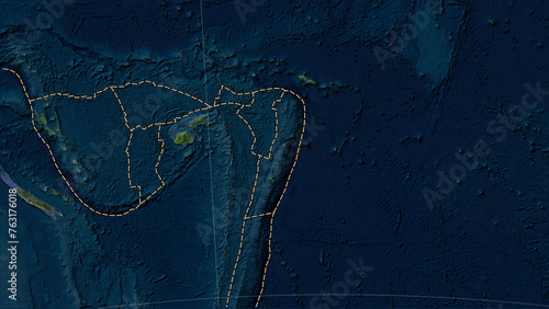 Tonga plate - boundaries. Satellite map