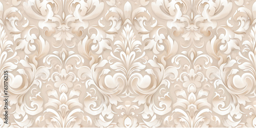 Seamless beige damask wallpaper background.