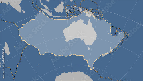 Australian plate - boundaries. Contour map