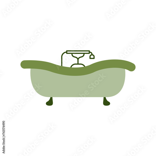 Bath icon vector. Bathroom color concept icon. Simple shower vector. A bathtub in a simple multi-colored style. Interior icon for web design. Bathroom furniture.