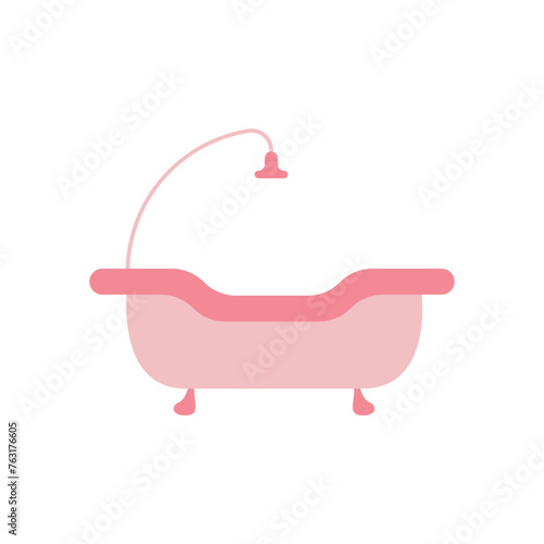 Bath icon vector. Bathroom color concept icon. Simple shower vector. A bathtub in a simple multi-colored style. Interior icon for web design. Bathroom furniture.