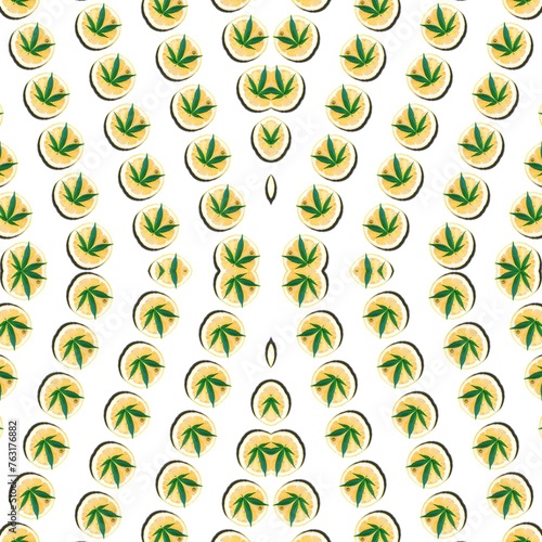 Abstract green leaves fabric seamless textile pattern. Decorative vector illustration design.