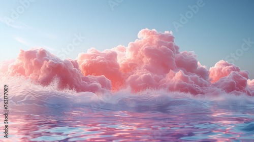 розовые облака над водой