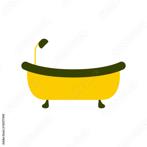 Bath icon vector. Bathroom color concept icon. Simple shower vector. A bathtub in a simple multi-colored style. Interior icon for web design. Bathroom furniture.