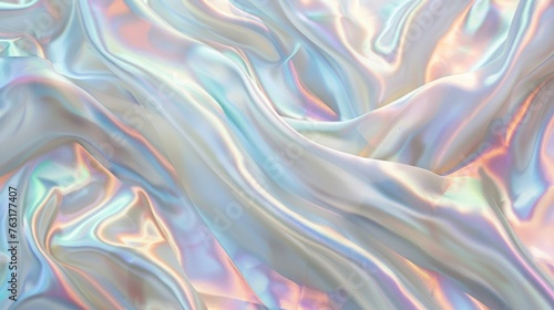 Background of smooth silk fabric wavy and shiny with light reflections.