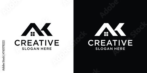 Letter AK real estate logo design vector
